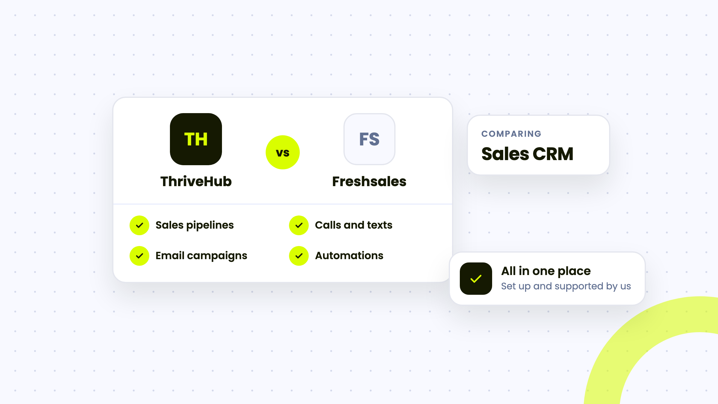 Illustration comparing ThriveHub with Freshsales as a sales CRM